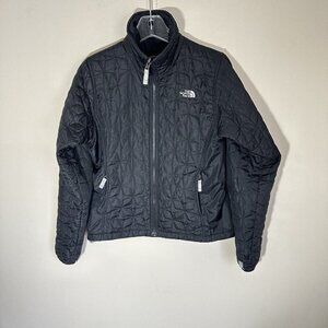 The North Face Womens Quilted Puffer Jacket Black Full Zip Size S